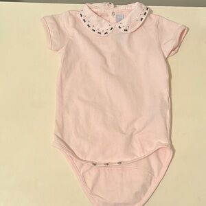 Tartine et Chocolat Pale Pink Peter Pan Collar Bodysuit